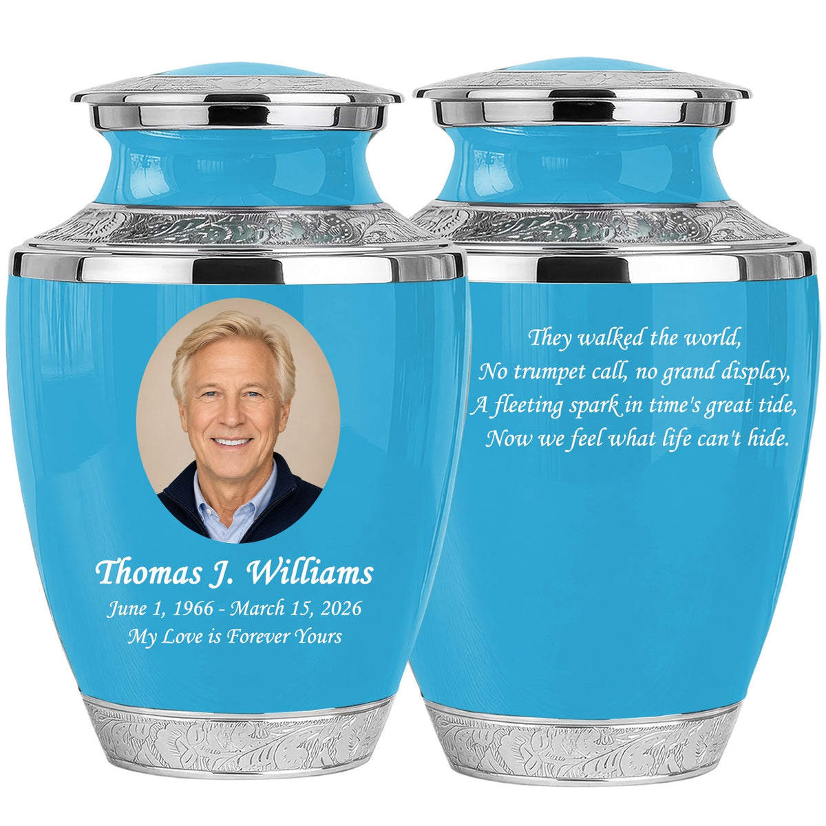 Blue Funeral & Cremation Custom Urns for Human Ashes Adult Man