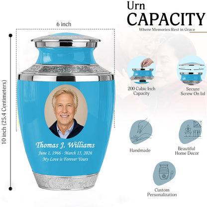 Blue Funeral & Cremation Custom Urns for Human Ashes Adult Man