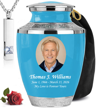 Blue Funeral & Cremation Custom Urns for Human Ashes Adult Man