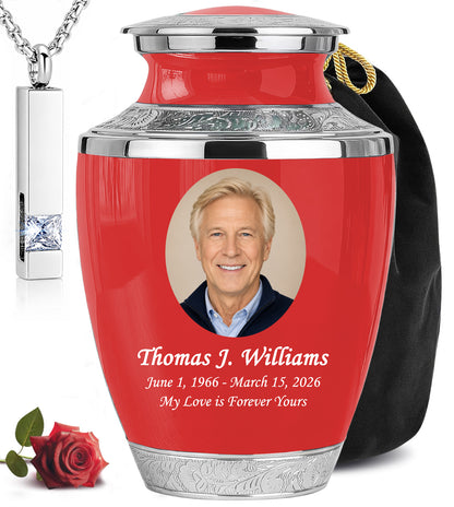 Red Funeral & Cremation Custom Urns for Human Ashes Adult Man