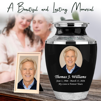 Black Funeral & Cremation Custom Urns for Human Ashes Adult Man