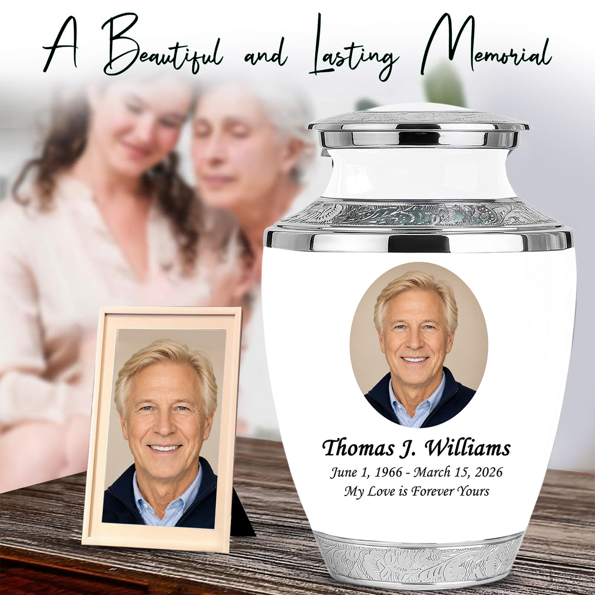 White Funeral & Cremation Custom Urns for Human Ashes Adult Man