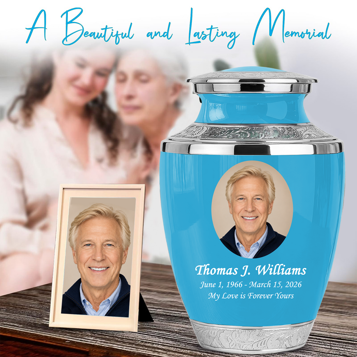 Blue Funeral & Cremation Custom Urns for Human Ashes Adult Man