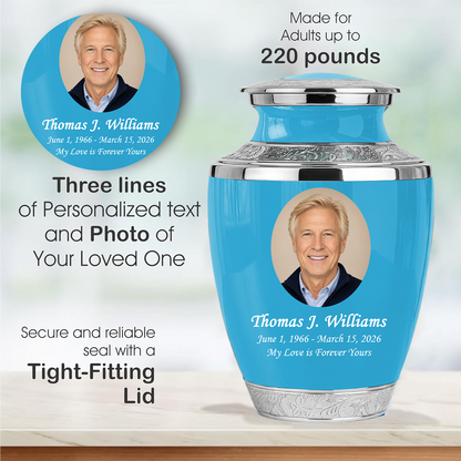 Blue Funeral & Cremation Custom Urns for Human Ashes Adult Man