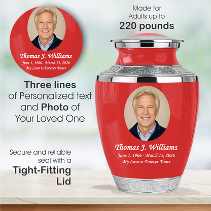 Red Funeral & Cremation Custom Urns for Human Ashes Adult Man