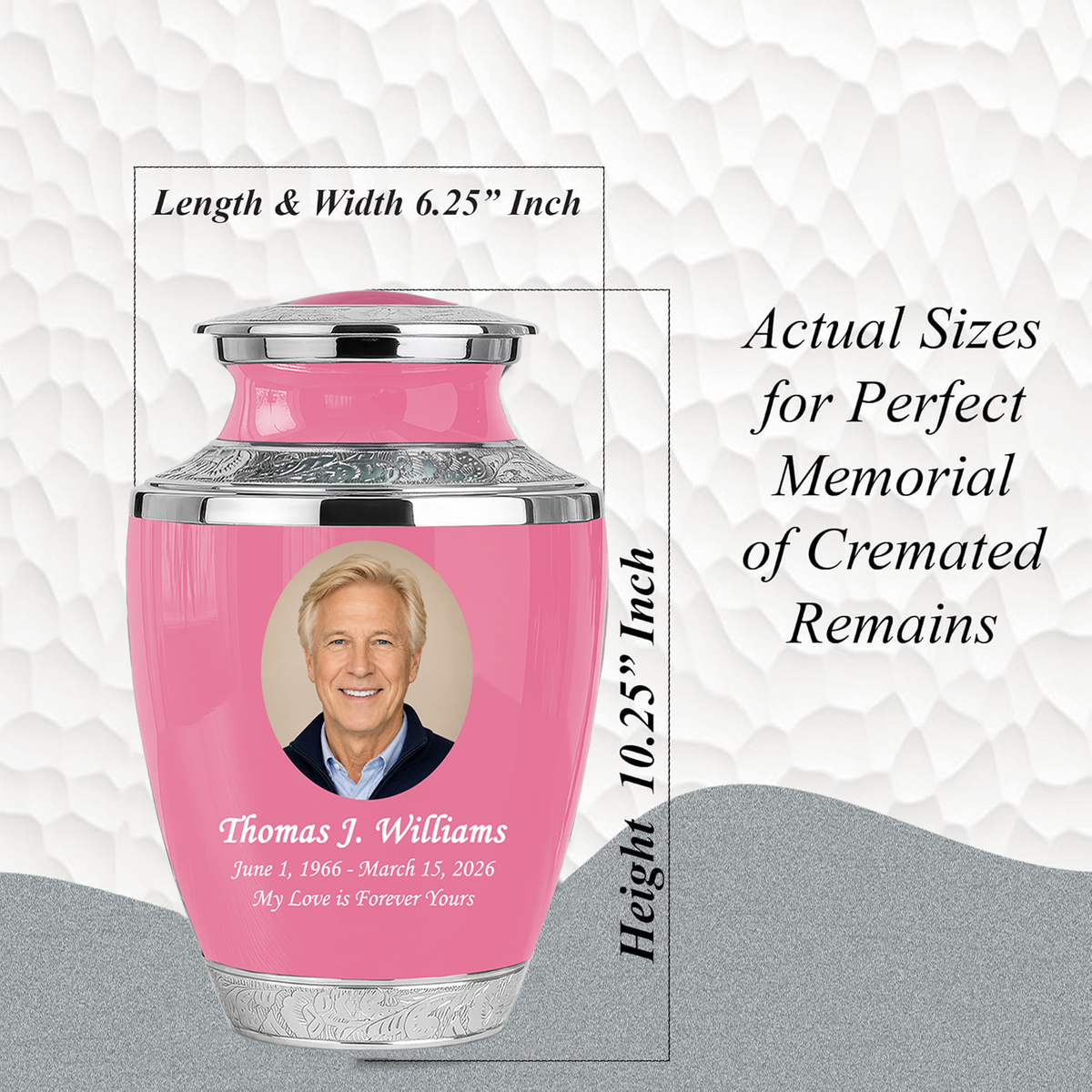 Pink Personalized Funeral Urn with Ash Necklace