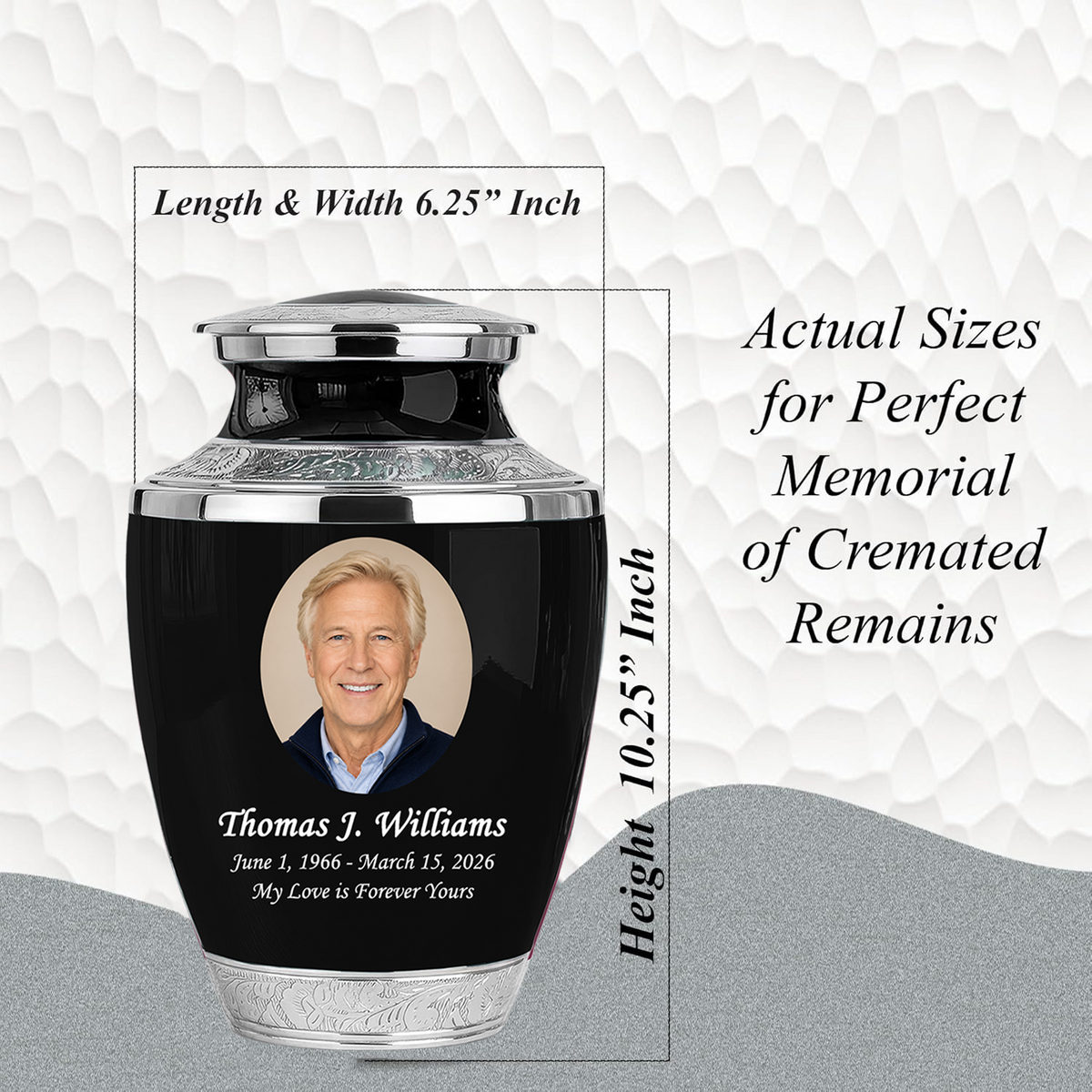 Black Funeral & Cremation Custom Urns for Human Ashes Adult Man