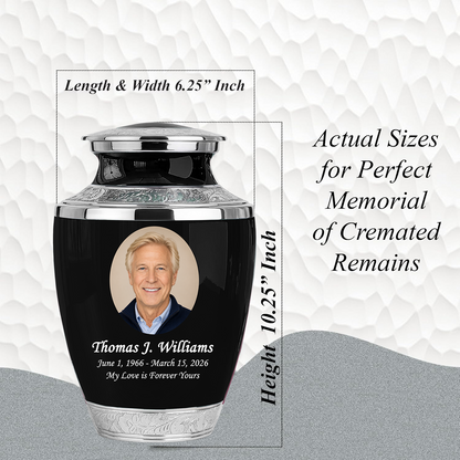 Black Funeral & Cremation Custom Urns for Human Ashes Adult Man