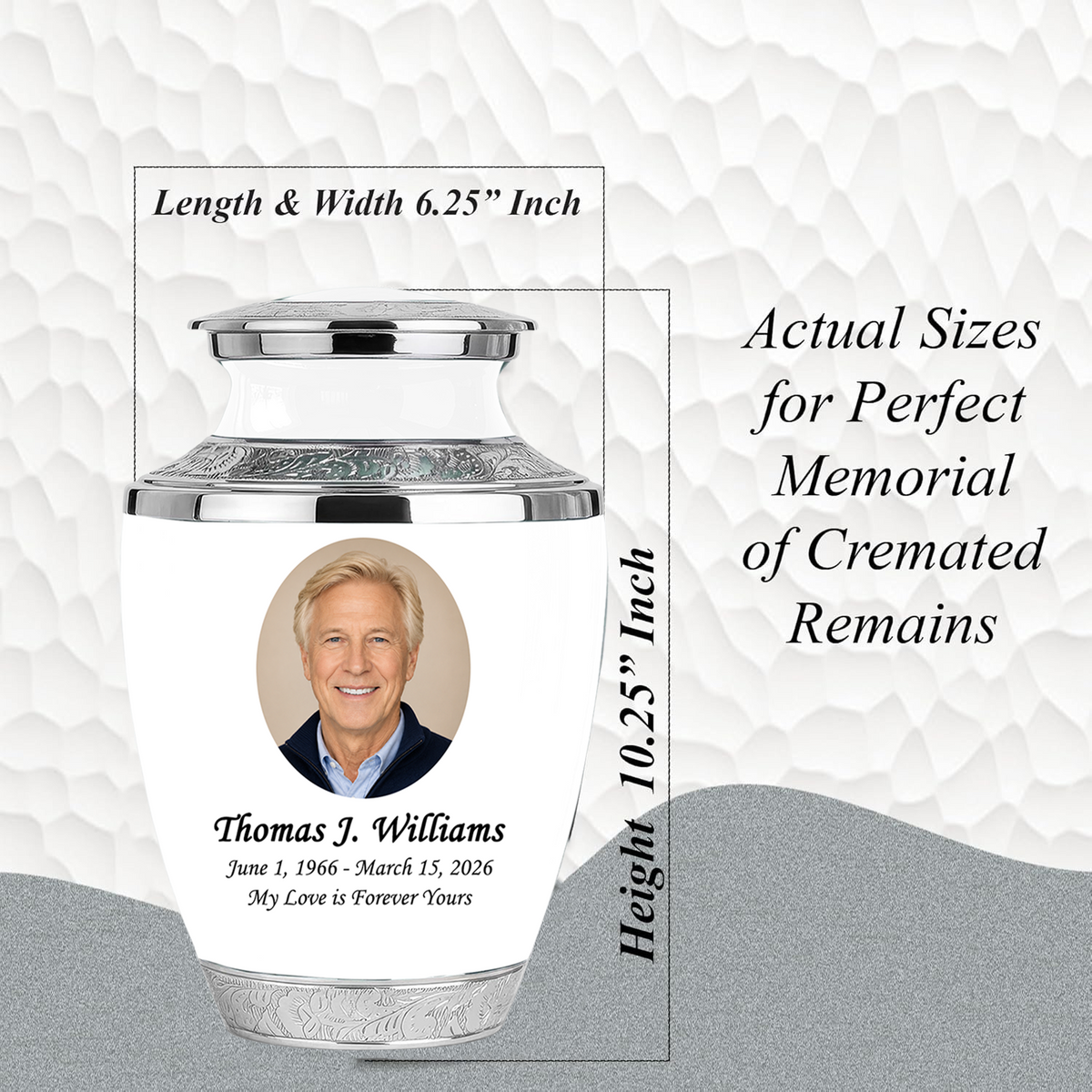 White Funeral & Cremation Custom Urns for Human Ashes Adult Man
