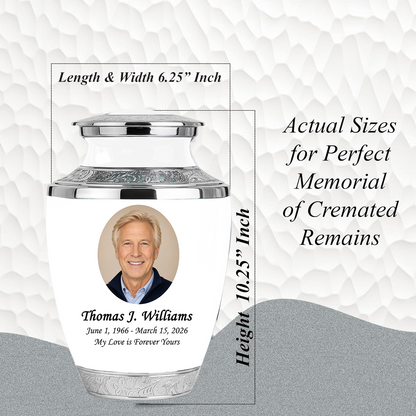 White Funeral & Cremation Custom Urns for Human Ashes Adult Man