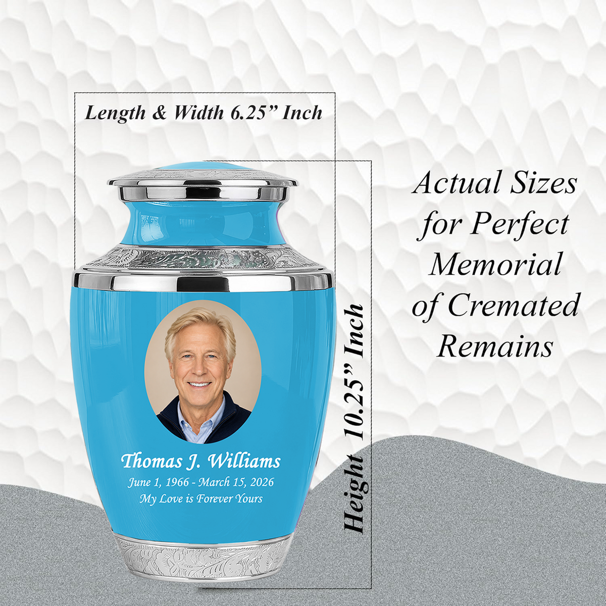 Blue Funeral & Cremation Custom Urns for Human Ashes Adult Man