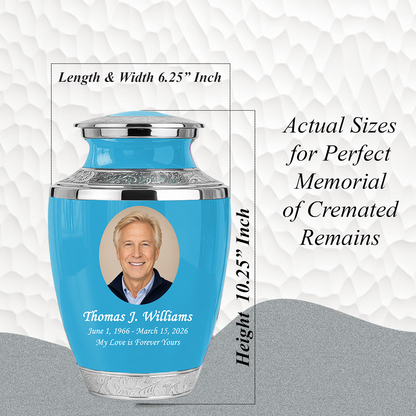 Blue Funeral & Cremation Custom Urns for Human Ashes Adult Man