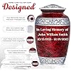 Red Marble Personalized Urn Set with Ash Necklace