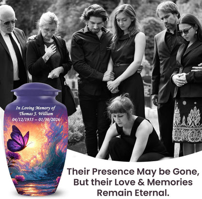 Personalized Butterfly Urn Large Adult Cremation Urn with Ash Necklace