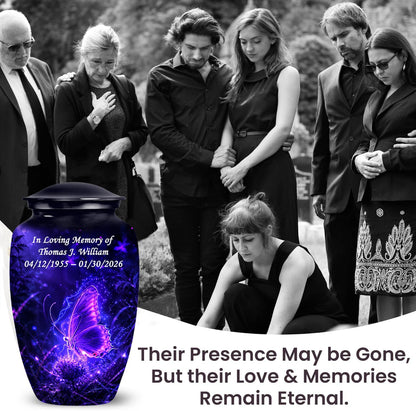 Purple Butterfly Memorial Urn with Ash Necklace