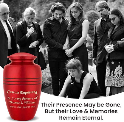 Crimson Red Marble Personalized Urn with Ash Necklace