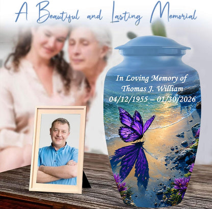 Personalized Butterfly Urn with Ash Necklace