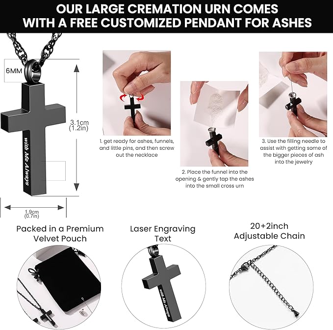 Brown Marble Personalized Urn with Ash Necklace