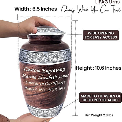 Brown Marble Personalized Urn with Ash Necklace