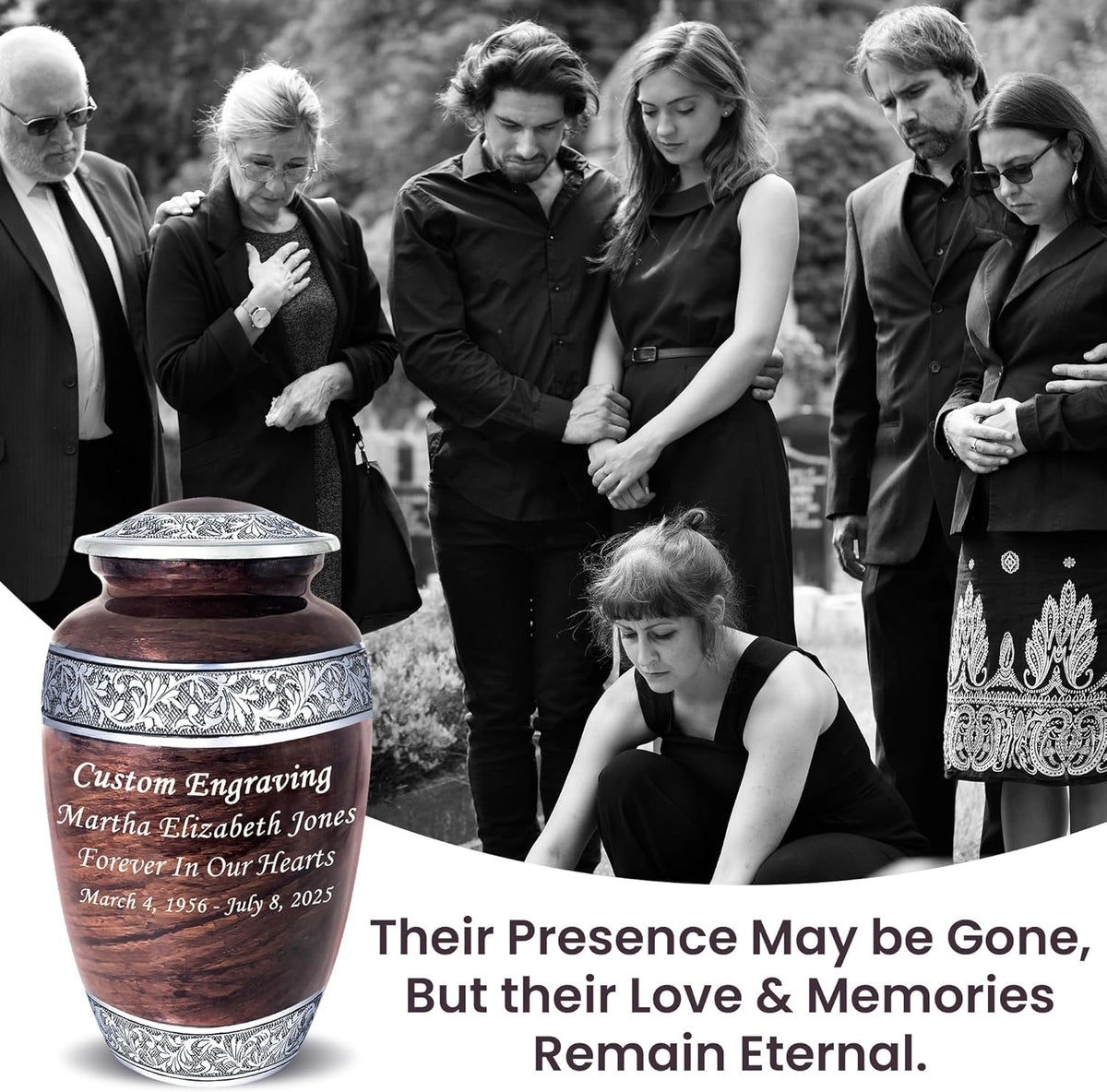 Brown Marble Personalized Urn with Ash Necklace
