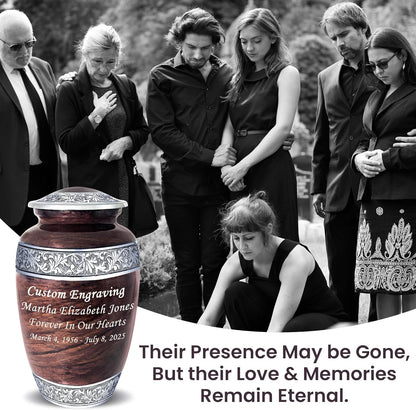 Brown Marble Personalized Urn with Ash Necklace