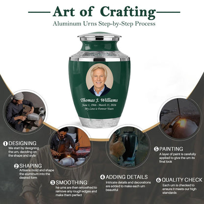 Green Personalized Funeral Urn – Large Adult Cremation Urn